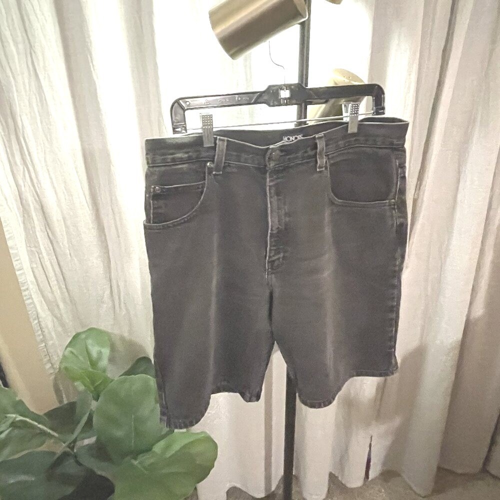 HONORS jorts black denim 34 12 indie sleaze grunge perfect fit‎ long guc
